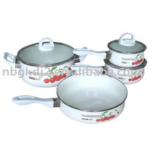 enamel saucepan set with bakelite handle